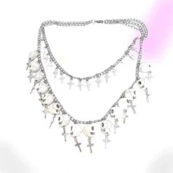 Double Chain Skull Necklace -Gothic Clothing Store 0 0869acbf 7de3 45cc 974b a116f6e5e332