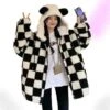Kawaii Plaid Oversized Hoodie