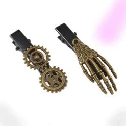 Vintage Gear Skeleton Hand Barrettes