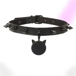 Night Feline Rivet Leather Necklace