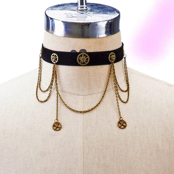Steampunk Metal Gear Choker 1 Steampunk Metal Gear Choker