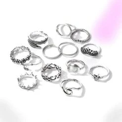 Thalassophile Vintage Geometric Ring Set