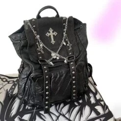 Cross Skeleton Chain Backpack Bag
