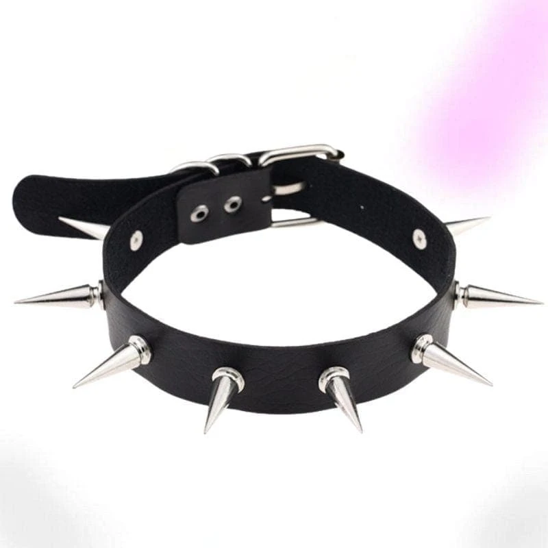 Silver Spiked Leather Choker 1 Silver Spiked Leather Choker