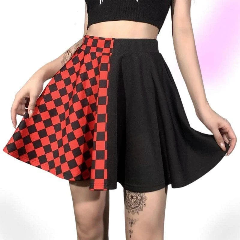Red & Black Gothic Checkered Skirt 1 Red & Black Gothic Checkered Skirt