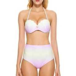 Gothic Pearly Shell Halter Bikini Set – High-Waist Two-Piece Swimwear -Gothic Clothing Store 10.1 1