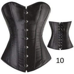 Plastic Boned Gothic Waist Trainer Corsets -Gothic Clothing Store 10 Black