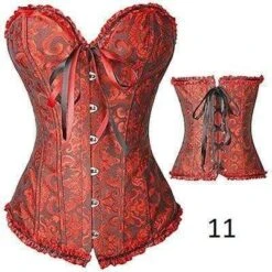 Plastic Boned Gothic Waist Trainer Corsets -Gothic Clothing Store 11 Red Orange