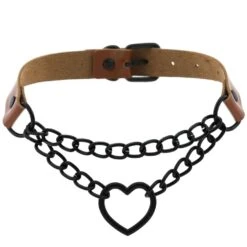 Chained Heart Gothic Leather Choker -Gothic Clothing Store 12 1cbeb380 c0ac 4dab a02c a50d962b611f