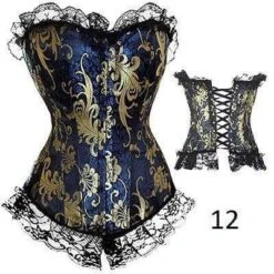 Plastic Boned Gothic Waist Trainer Corsets -Gothic Clothing Store 12 Blue