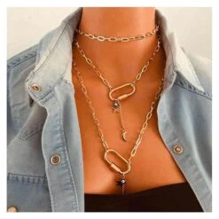 Carabiner Layered Chain Necklaces -Gothic Clothing Store 12 d4639d9b f4c4 453b 8b58 437d74590652