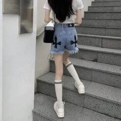 Lil Freak Fringe Denim Shorts -Gothic Clothing Store 13 1eeed74a 1f9d 4c02 8378 0c5609a89a71