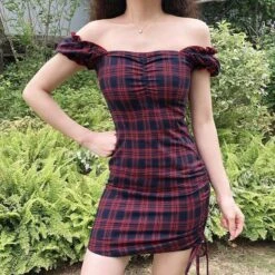 Morticia Vintage Plaid Dress -Gothic Clothing Store 13 4f69496c c349 4fc0 af1d 41d8461af086