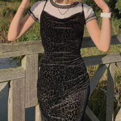 Black Leopard Midi Dress -Gothic Clothing Store 14 7051bd13 59c9 4c0e 930c 3b7156486be5