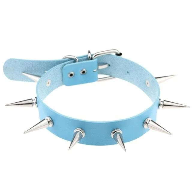 Silver Spiked Leather Choker 17 Silver Spiked Leather Choker - Image 17