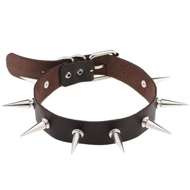 Silver Spiked Leather Choker 18 Silver Spiked Leather Choker - Image 18