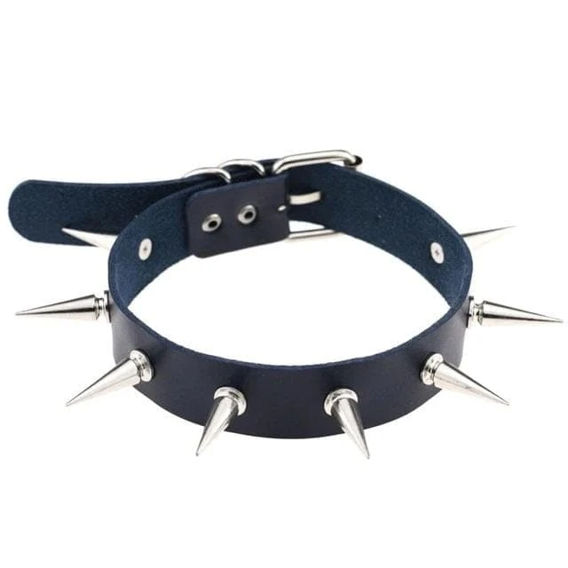 Silver Spiked Leather Choker 19 Silver Spiked Leather Choker - Image 19