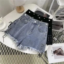 Lil Freak Fringe Denim Shorts -Gothic Clothing Store 19 98586dc7 7564 4e75 8f7e 4effd3fd4cf0