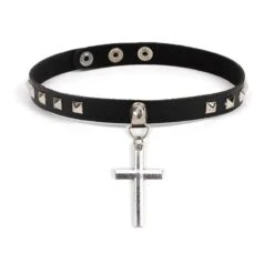 Cross Leather Choker -Gothic Clothing Store 1 02ddce0b 30ff 41e9 bbf1 569a53baaaf7