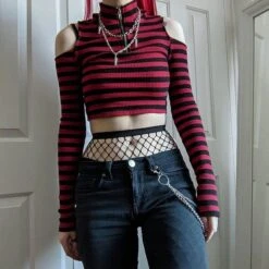 Hide And Seek Striped Crop Top -Gothic Clothing Store 1 0f066d76 3b7f 47e8 b8c3 bcc07c8de7c4