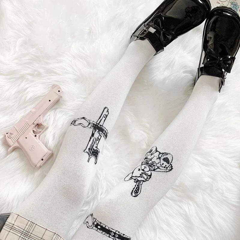 Assassination Rabbit Print White Socks 1 Assassination Rabbit Print White Socks