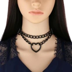 Chained Heart Gothic Leather Choker -Gothic Clothing Store 1 494e14e5 4da0 4169 a18b d220bd5593d5