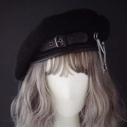 Harlene Leather Buckle Beret Hat -Gothic Clothing Store 1 56c372f2 33fe 47b8 a651 d1f2fd8cfda1