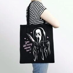 Scream Killer Black Tote Bag -Gothic Clothing Store 1 6000f694 2fab 42f5 a5e8 4dc406e2bbae