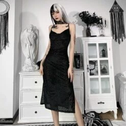 Black Leopard Midi Dress -Gothic Clothing Store 1 686c9452 7519 40a8 8e86 16691519c591