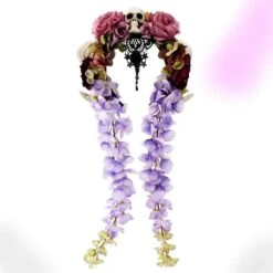Skull Flower Veil Headband