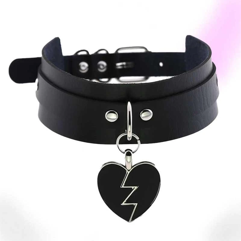 Broken Heart Leather Choker 1 Broken Heart Leather Choker