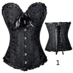 Plastic Boned Gothic Waist Trainer Corsets -Gothic Clothing Store 1 Black