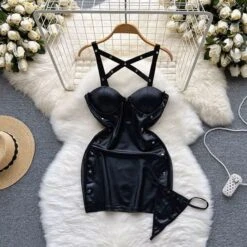 Dominatrix Dreams Lingerie Leather-Look Bodycon Night Dress 18 Dominatrix Dreams Lingerie Leather-Look Bodycon Night Dress -Gothic Clothing Store 1 a0ae987a 8106 4954 9165 2d43731741fb