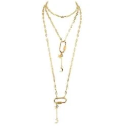 Carabiner Layered Chain Necklaces -Gothic Clothing Store 1 f025c990 2fb4 44ef 8ed6 d05868af100d