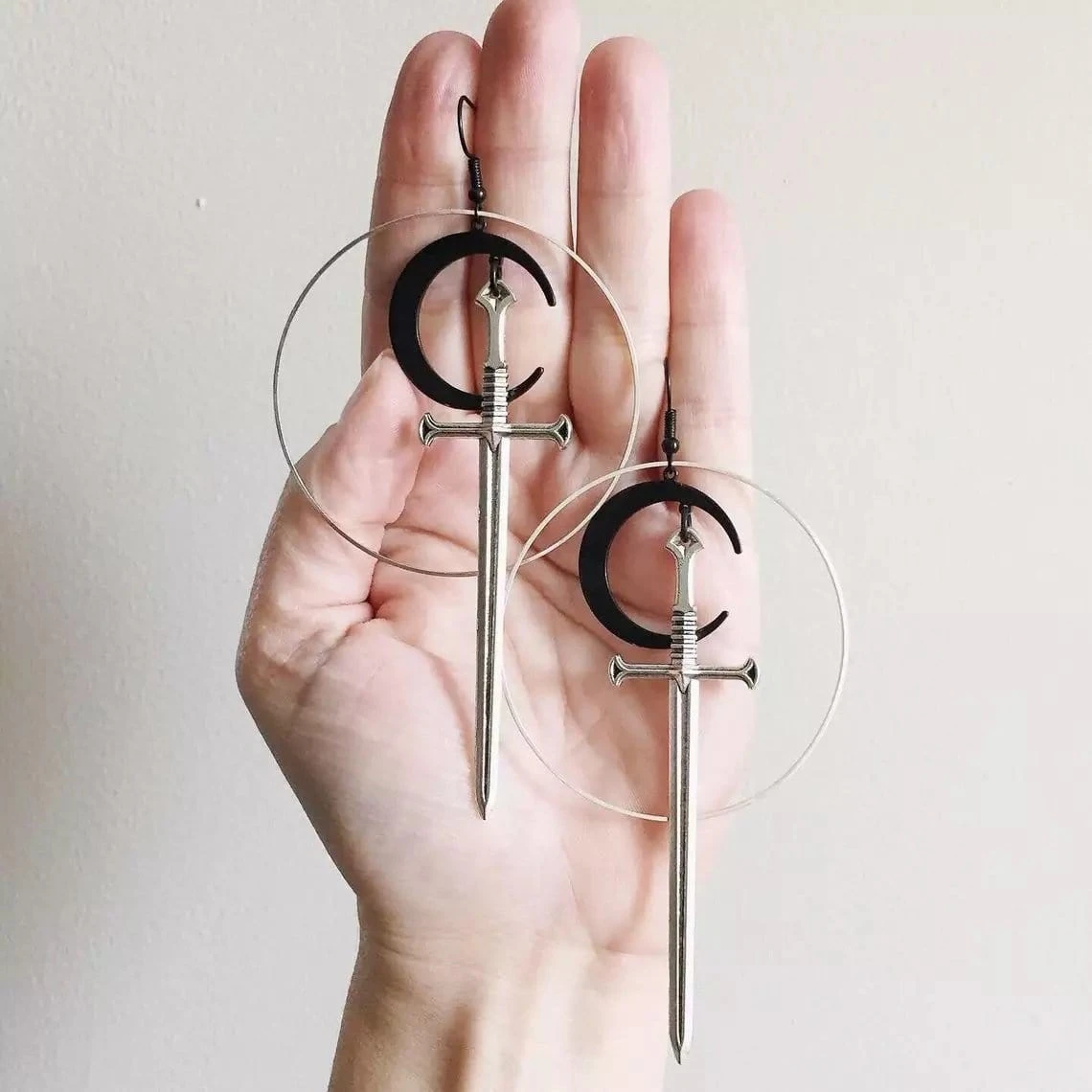 Heavenly Witch Sword And Moon Earrings 1 Heavenly Witch Sword And Moon Earrings