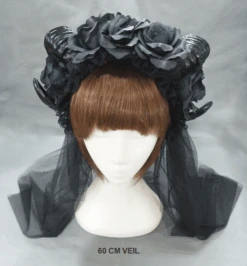 Bold Black Witches Horns Headress (Optional Veil) -Gothic Clothing Store 23 09 2018 1 08 34 PM