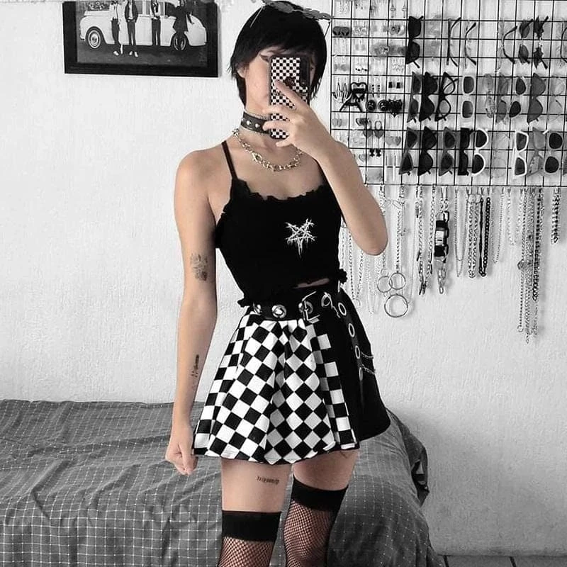 B&W Gothic Checkered Skirt 5 B&W Gothic Checkered Skirt - Image 5