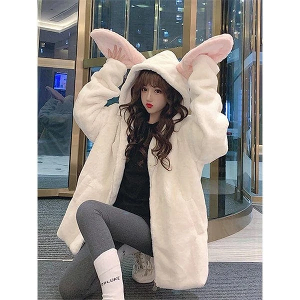 Snow Bunny Kawaii Hooded Coat 3 Snow Bunny Kawaii Hooded Coat - Image 3