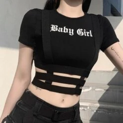 Baby Girl Gothic Crop Top -Gothic Clothing Store 2 69224f0b 688e 4611 b77b dbee0dd271c2