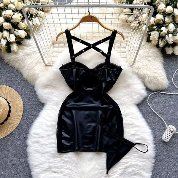 Dominatrix Dreams Lingerie Leather-Look Bodycon Night Dress 2 Dominatrix Dreams Lingerie Leather-Look Bodycon Night Dress - Image 2