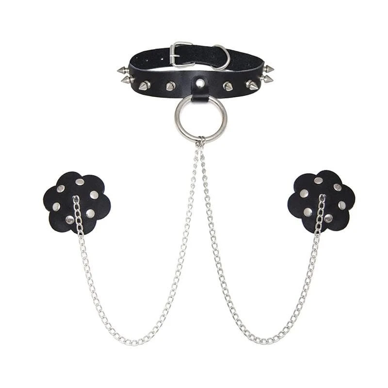 Gothic Punk Choker With Nipple Cover 3 Gothic Punk Choker With Nipple Cover - Image 3