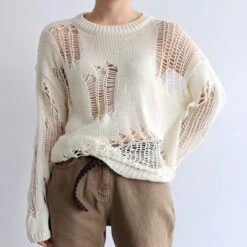 Good Karma Distressed Knit Sweater -Gothic Clothing Store 2 95a6a72f 9c8d 46d4 9a09 f4439d7e142a