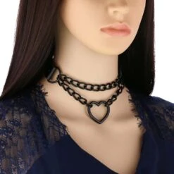 Chained Heart Gothic Leather Choker -Gothic Clothing Store 2 d81c241f e6f5 47f6 9fae b96404a397bc
