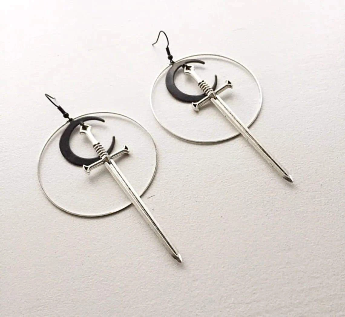 Heavenly Witch Sword And Moon Earrings 3 Heavenly Witch Sword And Moon Earrings - Image 3