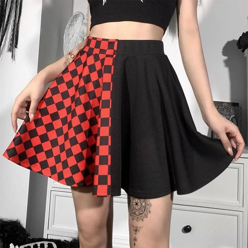 Red & Black Gothic Checkered Skirt 4 Red & Black Gothic Checkered Skirt - Image 4