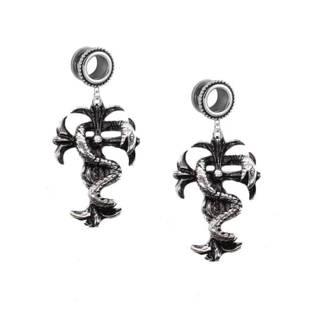 Ominous Stainless Steel Tunnel Earrings 2 Ominous Stainless Steel Tunnel Earrings - Image 2