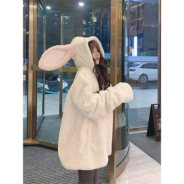 Snow Bunny Kawaii Hooded Coat 4 Snow Bunny Kawaii Hooded Coat - Image 4