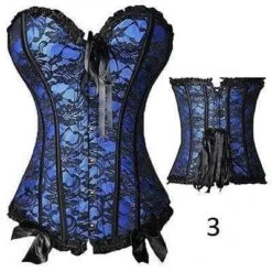 Plastic Boned Gothic Waist Trainer Corsets -Gothic Clothing Store 3 Blue