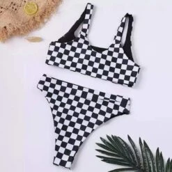 B&W Plaid Swimsuit -Gothic Clothing Store 3 c0942ea9 5f7a 4032 8633 6ff1952a9132
