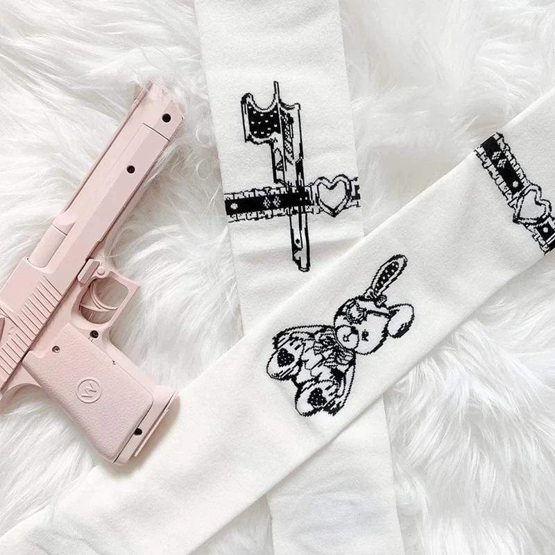 Assassination Rabbit Print White Socks 4 Assassination Rabbit Print White Socks - Image 4